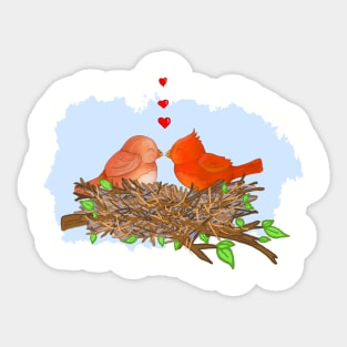 Cardinal Love Birds Sticker